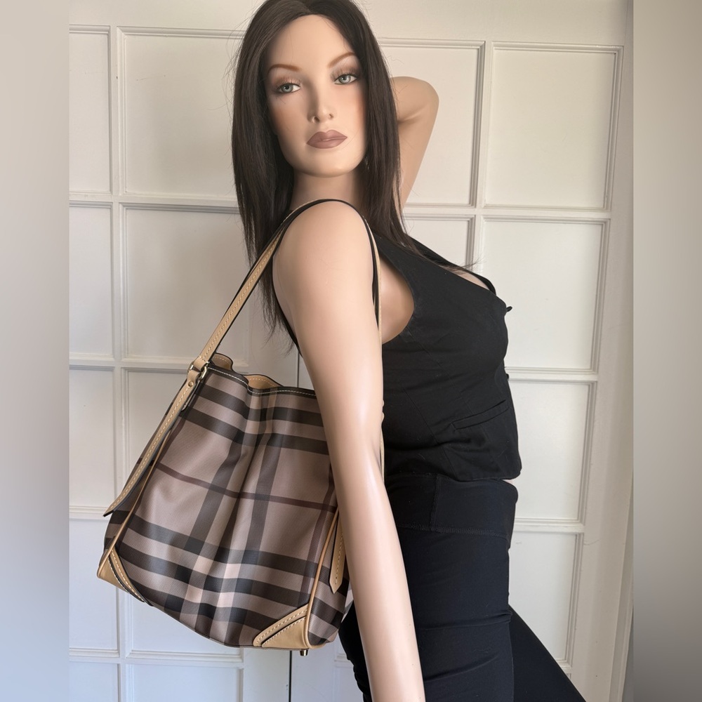 Burberry Beige and Black Checkered Tote